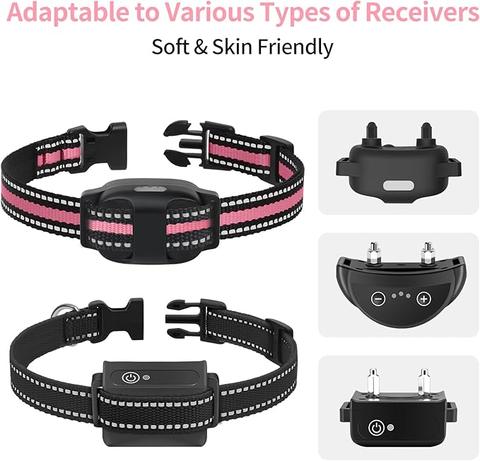 Dog Collar 3 Pack, Shock Collar Replacement Strap Compatible with Peture Bousnic Junbow PetSafe Delupet Garmin Patpet Dogtra DogCare Slopehill Brand Training Collar and Bark Collar (Black&Green&Pink)
