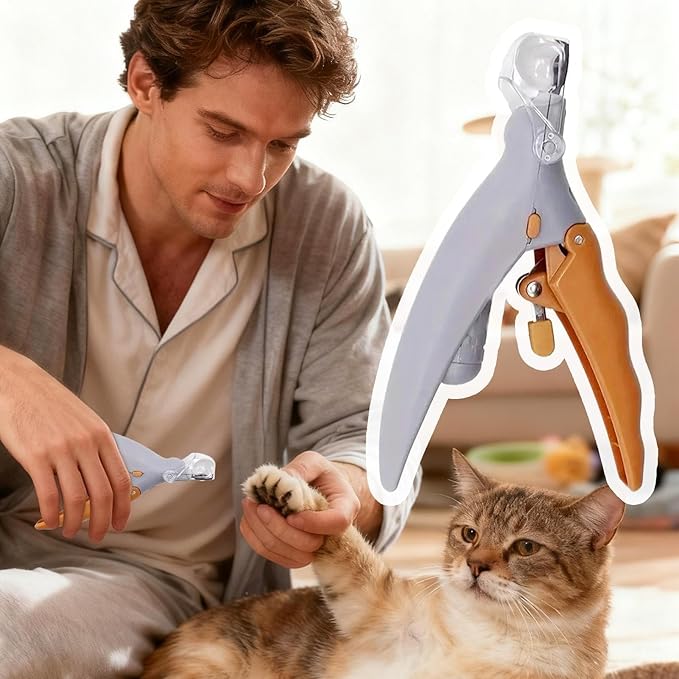 Cat Nail Clipper - with Magnifying Mirror for Precise Grooming, Dog Toenail Clippers with Safety Guard for Kitten Puppy Small Animals Rabbit Grooming Trimming Clipping, Ergonomic Handle Design