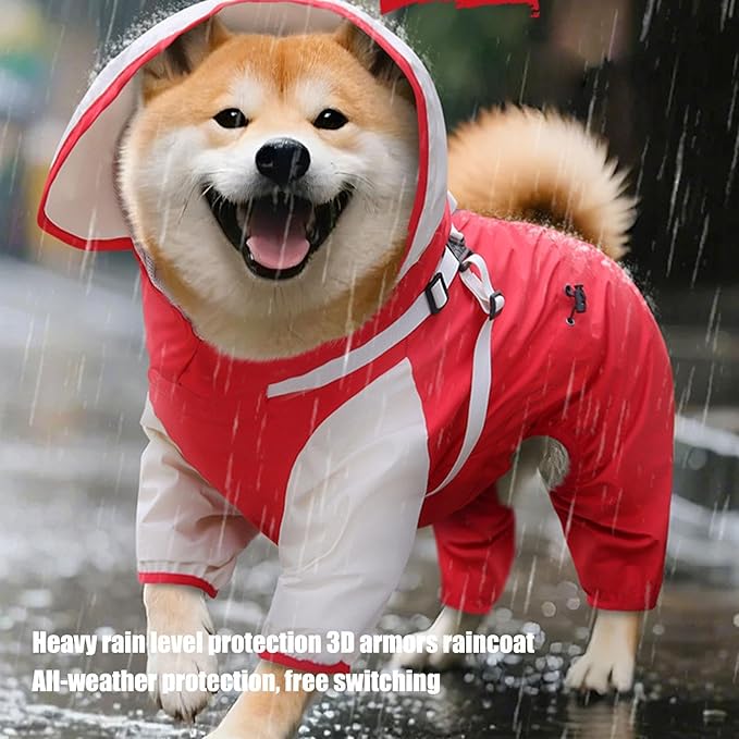 Dog Raincoat,Removable Pet Supplies - Breathable Rain Jacket for Medium Dog - for Daily Walking Training Travel Shopping Camping Adventure
