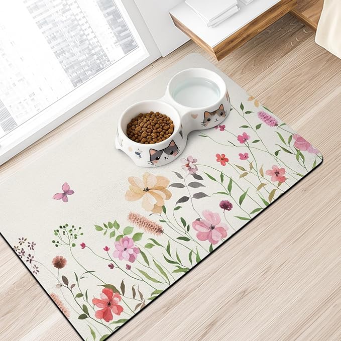 Dog Food Mats for Floors Absorbent, Non-Slip Quick Dry Dog Mat for Food and Water, Cat Pet Food Mat Pet Supplies
