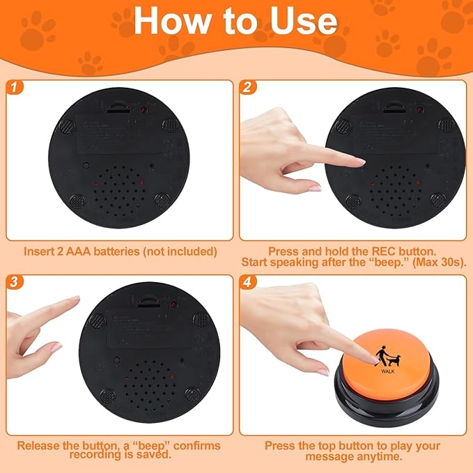 Dog Buttons for Communication, 8 Color Dog Talking Button Set, 30s Recordable Voice Pet Training Buzzers, Speaking Buttons for Dogs & Cats with Mat and 2 Scene Stickers (Batteries Not Included)