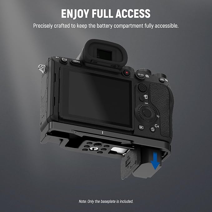 NEEWER A7 IV A7R IV A7R V A7S III Camera Baseplate, Bottom Mount Plate with Arca Type QR Base, 1/4" & 3/8" Threads, Cold Shoe, Compatible with Sony Alpha DJI RS2 RSC2 RS3 Pro Gimbal, CA004B