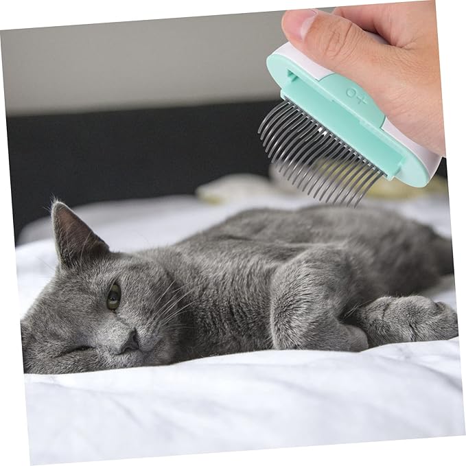 Pet Cat Hair Brush Rake Grooming Massage Comb for Shedding Soft Cat Cleaning Tool with Non Slip Handle for Long Haired Cats
