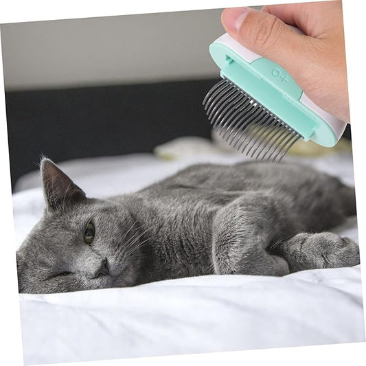 Pet Cat Hair Brush Rake Grooming Massage Comb for Shedding Soft Cat Cleaning Tool with Non Slip Handle for Long Haired Cats