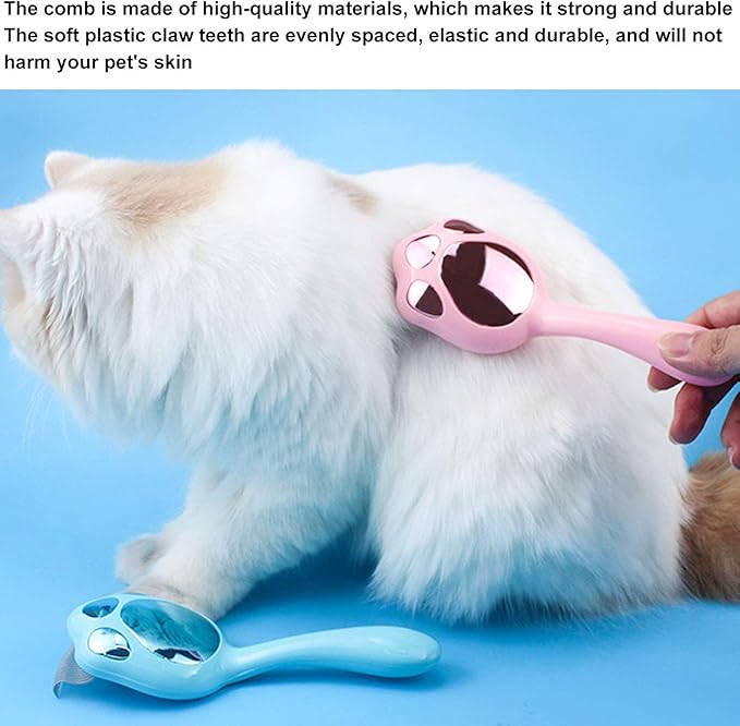 Cat Shell Comb Deshedding Brush, Pet Grooming Tool, Round Comb with Soft Plastic Claw Teeth, Stainless Steel Material, Ergonomic Handle for Cats and Small Dogs, Removal Com