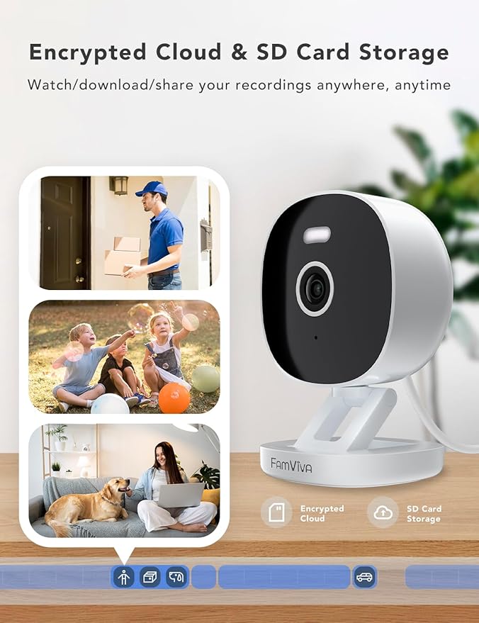 2K Security Camera, Outdoor/Indoor for Home, Pet, Baby, Nanny, IP65 Waterproof Color Night Vision, White Light & Siren, Recording, Motion Detection, Compatible with Alexa, White-4P