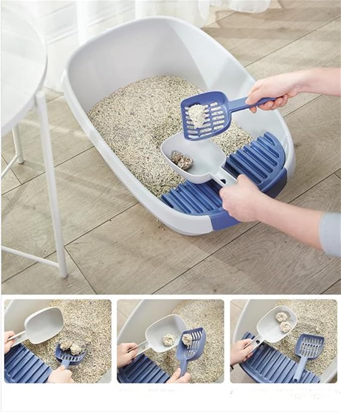 Open Cat Litter Box Large Litter Pan for Cats High Sided Kitten Litter Box with Cat Litter Scoop Removable Pedal Type Cat Toilet Pet Supplies Easy to Clean