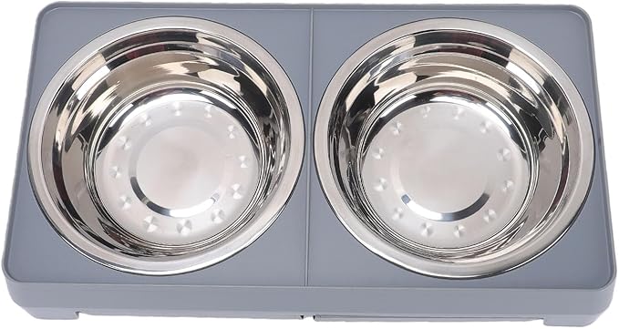 Pssopp Dog Supplies Stainless Steel Bowls Height Adjustable Foldable Pet Food Bowl for Small Medium Large Dogs Elevated Dog Bowl, 2 Raised Stand