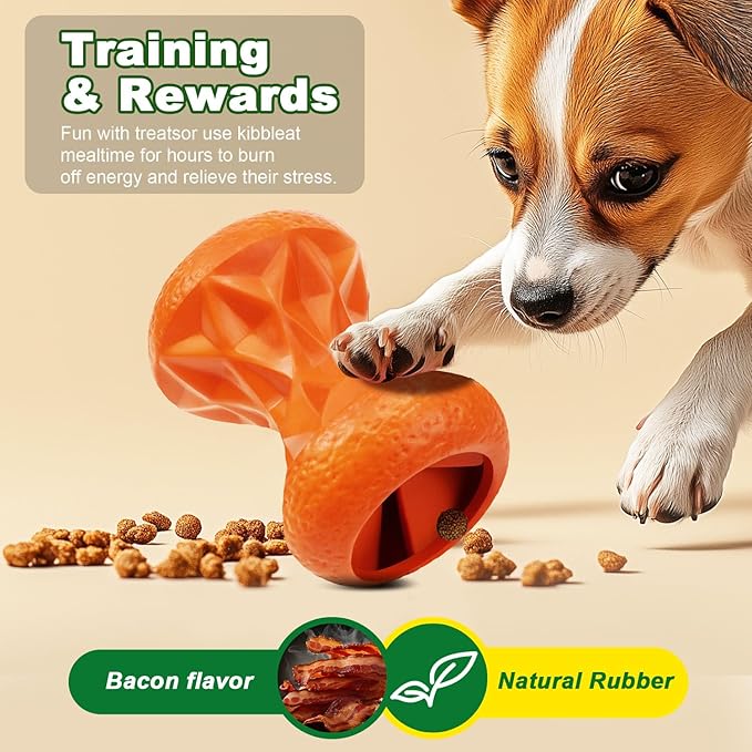 Dog Toys for Large Dogs – Durable Rubber Chew Toy for Aggressive Chewers,Interactive Treat Dispensing Puzzle Ball,Enrichment Dog Toy for Mental Stimulation,Slow Feeder & Boredom Relief,Bacon Gift