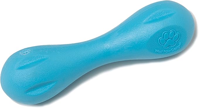 WEST PAW Zogoflex Hurley Dog Bone Chew Toy – Floatable Pet Toys for Aggressive Chewers, Catch, Fetch – Bright-Colored Bones for Dogs – Recyclable, Dishwasher-Safe, Non-Toxic, Large, Aqua