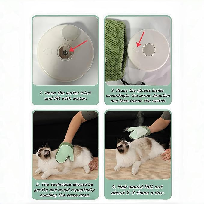 All-in-One Grooming Mist Glove for Pets,2025 Pet Hair Remover Glove,Cat and Dog Grooming Gloves, Cat Brush Glove for Bed Sheets Couch Clothes Carpet Car Seat,Pets Spray Gloves Deshedding Tools (Green)