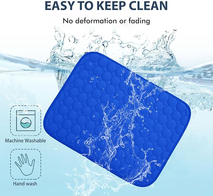MICROCOSMOS Summer Cooling Mat & Sleeping Pad- Water Absorption Top, Materials Safe, Easy Carry, EZ Clean. Keep Cooling for Pets, Kids and Adults.(Dark Blue, 36" x36")