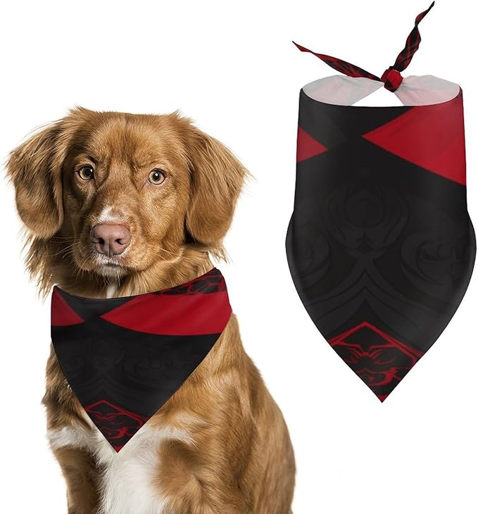 Dog Bandana Spring Pet Scarf Adjustable Triangle Red Black Printing Dog Bib Washable Polyester Puppy Bandana for Small Medium Large Dogs Cat Birthday Party Supplies