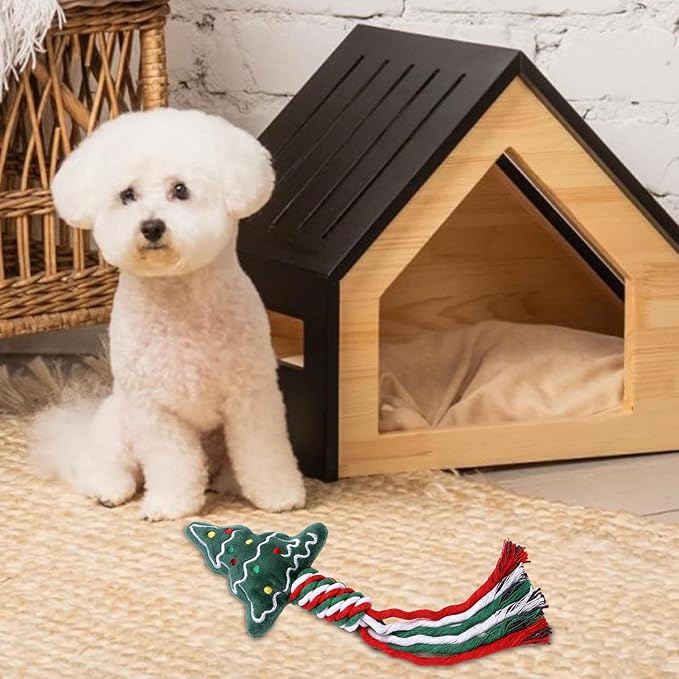 Dog Rope Toy Christmas Dog Toy Lightweight Pet Supplies for Aggressive ers Dog Toy for Playing Training Xmas Gifts, Christmas Tree