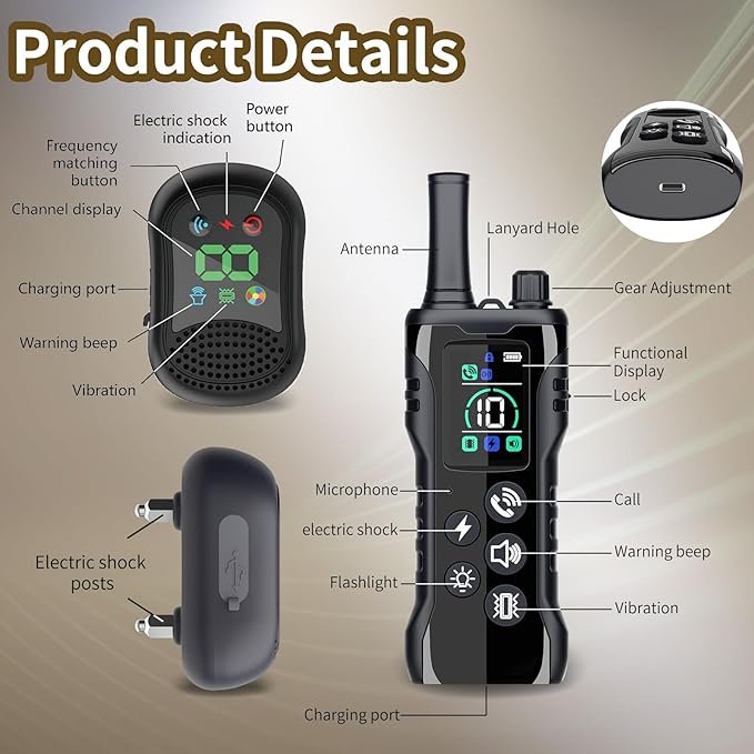 Dog Training Collar -4900Ft Dog Training Collar with Remote,IP67 Waterproof Electric Collar with 4 Training Modes,Support Remote Voice Call Function,Rchargeable E-Collarfor All Dog Sizes (10-120lbs)