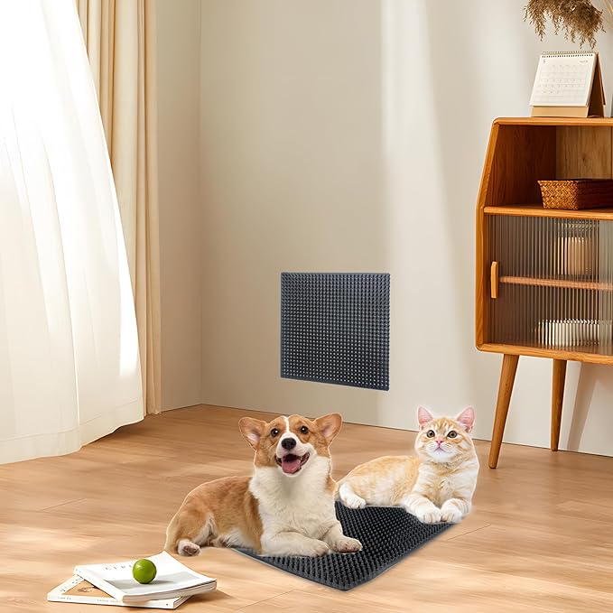 2 PCS Dog Scratching Post Pad, 14.2 x 11.8 Inch / 36 x 30 cm PVC Dog Back Scratcher, Soft Touch Itch Relief Pad, Massage Bed Massage Brush for Wooden Stake Wall Sofa Ground