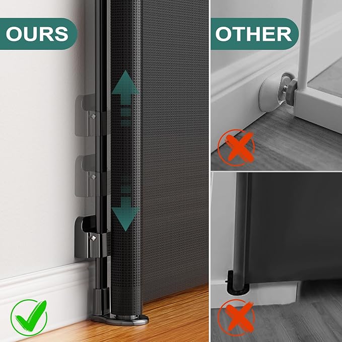 Babepai Retractable Baby Gates Extra Wide | 110" Wide x 34" Tall Dog Gates for Stairs | Indoor/Outdoor Use | Child Gates for Doorways, Deck, Porch, Hallways, Patio - Black