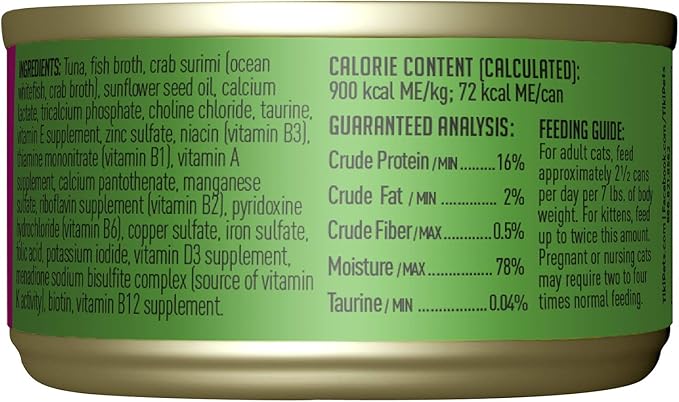Tiki Cat Grill Wet Cat Food, Tuna & Crab Surimi, 2.8 oz. Cans (12 Count)