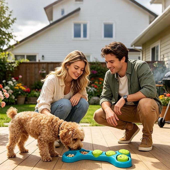 Interactive Slow Feeder - Dog Bowl Anti Choke, 15.4 Inches Pet Feeding with Puzzle Design, Food Dish with Bone Shape, Pet Supplies Durable Build, Feeding Tool for Training Use