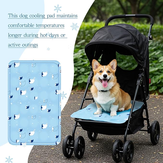 Nuanchu Dog Stroller Cooling Mat Waterproof Outdoor Pet Cooling Mat Washable Summer Cat Sleeping Blanket for Pet Stroller(11.81 x 19.69 Inches,Sky Blue Bear)
