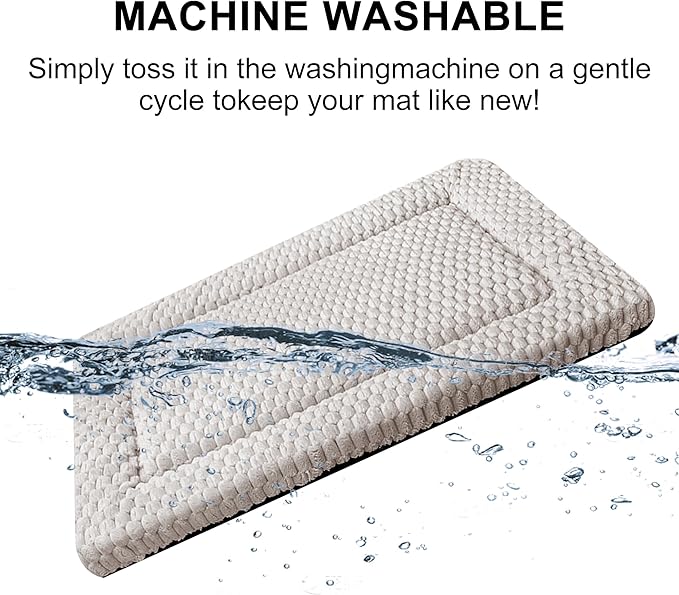 Dog Bed Mat,Reversible & Ultra Soft Kennel Pad-Machine Washable Pet Bed for Dogs & Cats-All-Weather Crate Liner for Crates,Carriers & Travel (Light Gray, 35" L x 23" W x 1.5" Th)