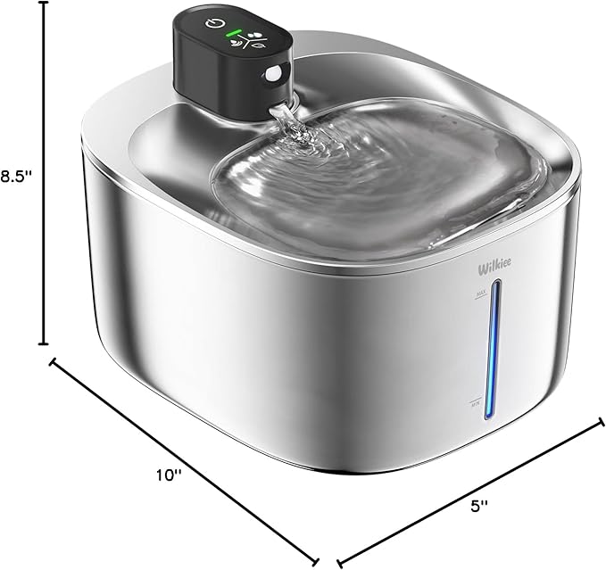 Cat Water Fountain Stainless Steel, 138fl.oz / 4.1L Wireless Cat Fountain, Pet Water Dispenser Cordless for Cats & Dogs Indoor