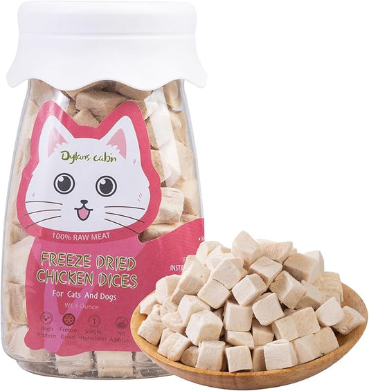 Freeze Dried Chicken Breast - Single Ingredient Cat and Dog Treats Natural Animal Protein Healthy Tasty Snacks for Training (113g)