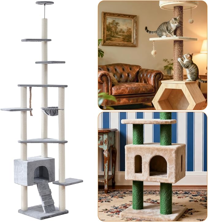 4 Pack Cat Scratching Post Replacement, 11.8 x 2.7 Inch Sisal Poles with M8 Screws, Refill Parts for Indoor Cat Towers and Furniture Repair-Green