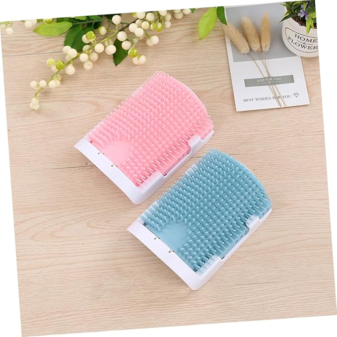 HEMOTON Cat Massage Self Grooming Brush with Rubber Bristles Light Mounted Handheld Cat Supplies for Self Cleaning Shedding Relief Relaxation