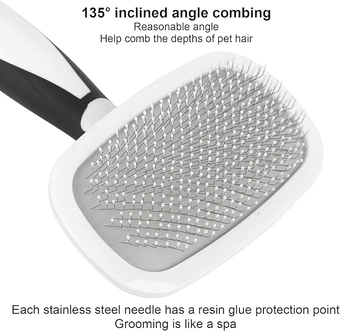 Brrnoo Self Cleaning Hair Brush, Dog Brush for Shedding Pet Grooming with Stainless Steel Needle 360 Degree Rotatable Cat Slicker Comb Cat for Kitten Massage Removes Loose Fur (White)
