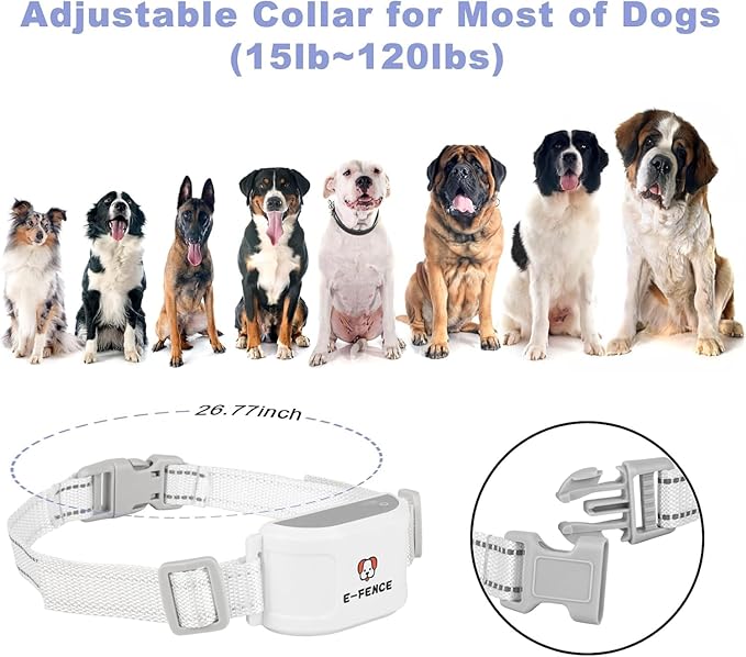 E-FENCE GPS Wireless Dog Collar Fence System, Electric Dog Collar Fence,Pet Containment System Rechargeable, Outdoor Use Only(2 Pack)