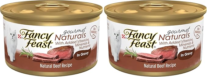 Fancy Feast Purina Wet Cat Food Natural Gourmet Naturals Beef Recipe in Wet Cat Food Gravy - 3 oz. Cans,(Pack of 24)