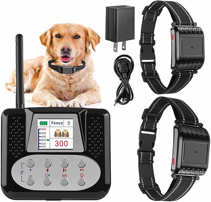 Wireless Dog Fence, Electric Dog Fence & Remote Training Collar 2 in 1, Vibration & Shock, IP67 Waterproof Receiver, 3 Modes, 2026 Pet Boundary Containment System for 1/2/3/4 Dogs,for2dogs