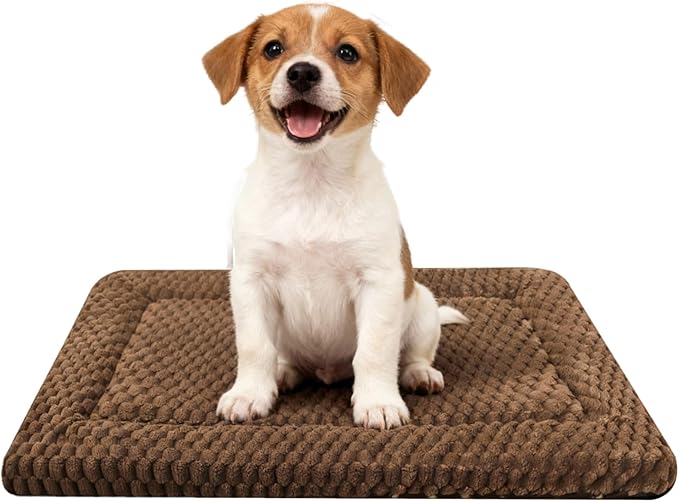 Dog Bed Mat, Reversible Dog Crate Pad - Comfortable Kennel Mat for Dogs & Cats, Machine Washable Dog Bed Suitable for Kennel, Cage or Home Travel（Dark Brown, 24" L*18" W*1.5" Th