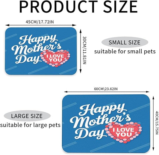 Pet Feeding Mat Happy Mother's Day Floral Gift for Mom Gs Dog Food Mat for Food Water No Stains Quick Dry Dispenser Cat Bowl Mats Messy Drinkers 24x16In
