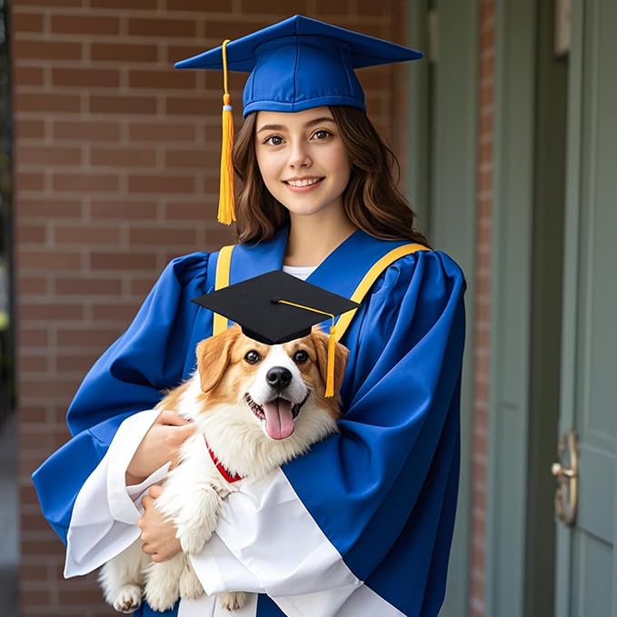 Dog Graduation Cap and Gown Set 2026 - Adjustable Washable Pet Cosplay Costume for Small Medium Large Dogs, Graduation Gift Supplies with Cap Robe Tassel,Dog Graduation Outfits Gifts (Black, Small)