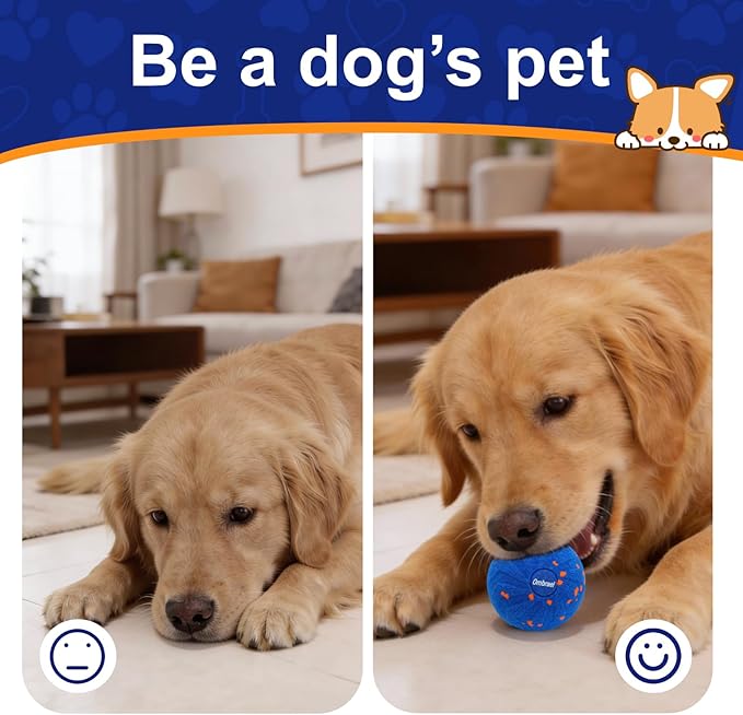 Ombrael Smart Interactive Dog Ball, Automatic Moving Bouncing Spinning Ball, Chew-Resistant & Washable E-TPU Rubber Toy for Medium Large Dogs