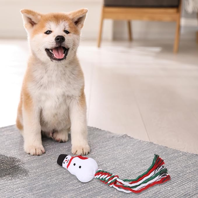 Dog Rope Toy Christmas Dog Toy Lightweight Pet Supplies for Aggressive ers Dog Toy for Playing Training Xmas Gifts, Snowman