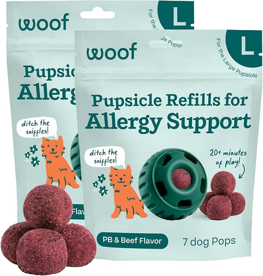 WOOF Pupsicle Refill Pops for Allergy Support for Dogs - Allergy Dog Treats for The Pupsicle Toy to Support Your Dog’s Natural Immune Defenses - Large Pops - 7 Count - 2 Pack