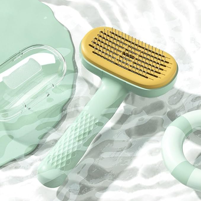 Cat Grooming Brush | Self Cleaning Slicker Tool for Dogs Cats - Comb Removes Loose Undercoat Mats Tangles Hair, Massage Pin Design Improves Circulation | for Home Salon Daily Care