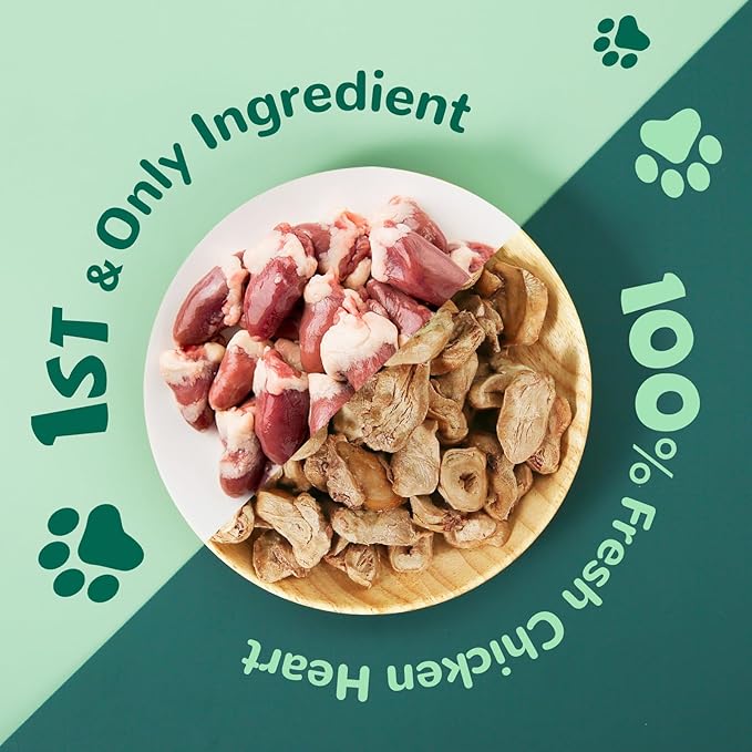 PAWUP Freeze Dried Salmon Cat Treats, Freeze Dried Chicken Heart Pet Treats, High Protein Freeze-Dried Pet Food for Dogs, Cats, Fresh Ingredient