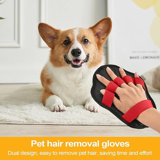 Pet Hair Remover Glove - Electrostatic Five-Finger Dog Cat Lint Mitt Tool | Dog Hair Remover Glove | for Laundry Couch Carpet Car Seat Clothing Bed Sofa