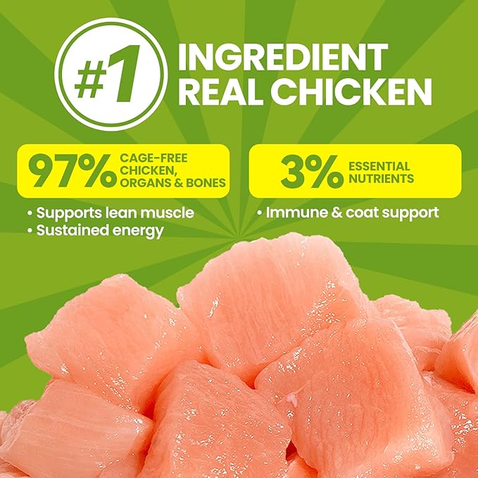 OPET Freeze Dried Raw Cat Food, Chicken & Salmon Oil Recipe, Complete & Balanced Meal or Topper, Healthy, Grain Free, High Protein Raw Cat Freeze Dried Treats (10 oz, Chicken)