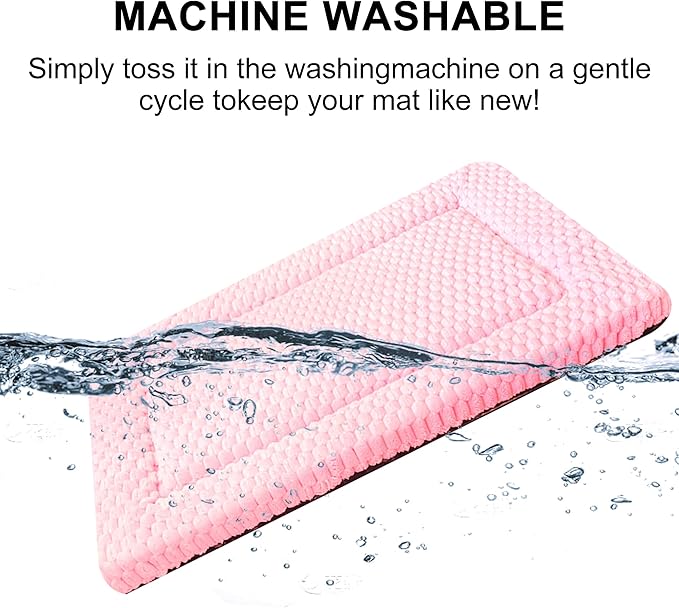 Dog Bed Mat,Reversible & Ultra Soft Kennel Pad-Machine Washable Pet Bed for Dogs & Cats-All-Weather Crate Liner for Crates,Carriers & Travel (Pink, 23" L x 17" W x 1.5" Th)