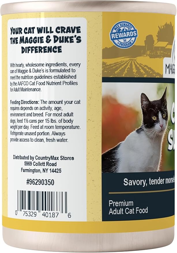 CountryMax Maggie and Duke’s Canned Cat Food – 14 oz – High-Protein, Grain-Free Wet Food for Adult Cats & Kittens (Case of 12 Cans, Chicken)