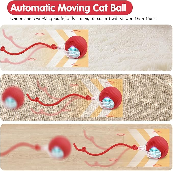 360°Interactive Rolling Cat Ball - Automatic Chew Toy for Active Cats & Small Dogs, Smart Fast Rolling Pet Toy (Green)