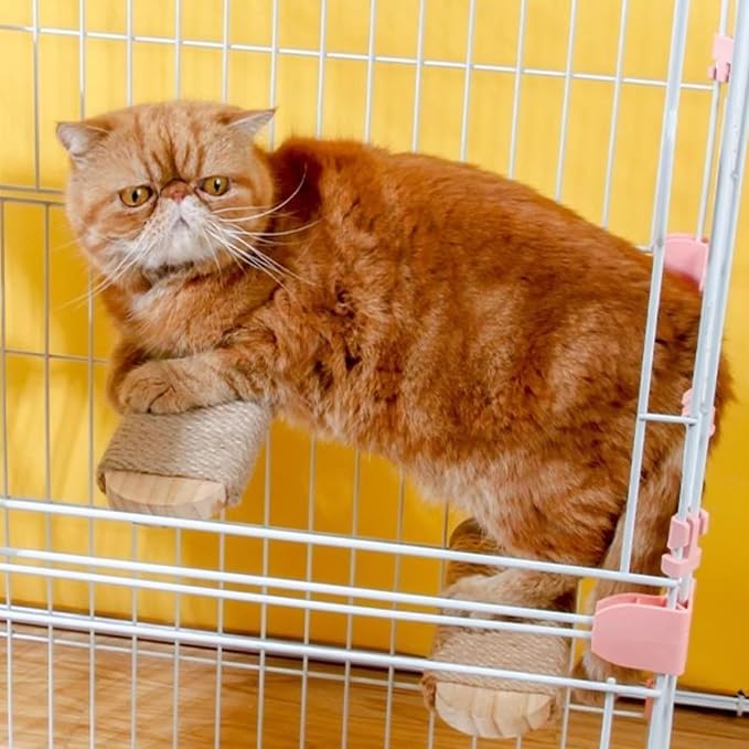 Cat Climbing Steps Scratching Tree - 2pcs Scratching Steps Sisal Hemp Cage Shelf Ladder Pets Perch Furniture Inside The cage with Install Screws (L)