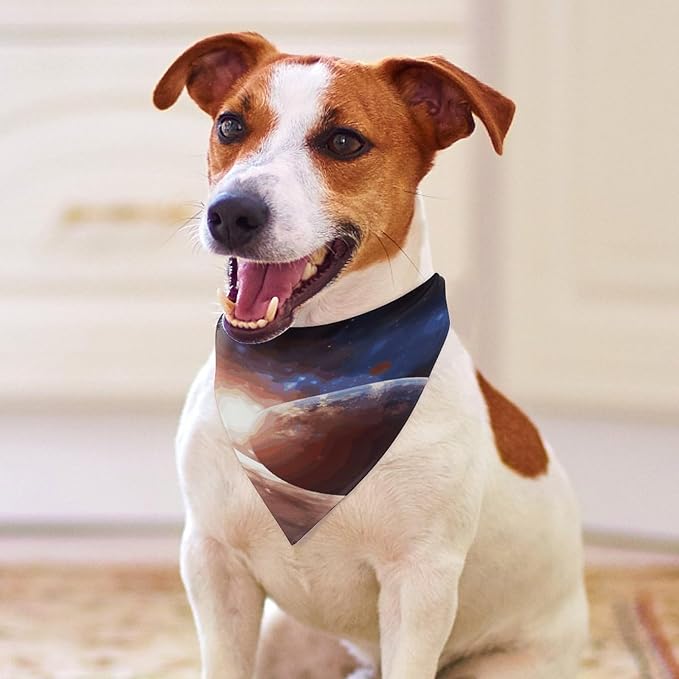 Dog Bandana Spring Pet Scarf Adjustable Triangle Planets in Space Background Printing Dog Bib Washable Polyester Puppy Bandana for Small Medium Large Dogs Cat Birthday Party Supplies