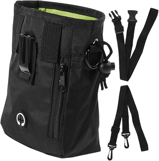 VALICLUD Dog Training Treat Pouch Portable Snack Holder Nylon Dog Food Storage Bag 13x6x18cm Black for Outdoor Use and Pet Supplies