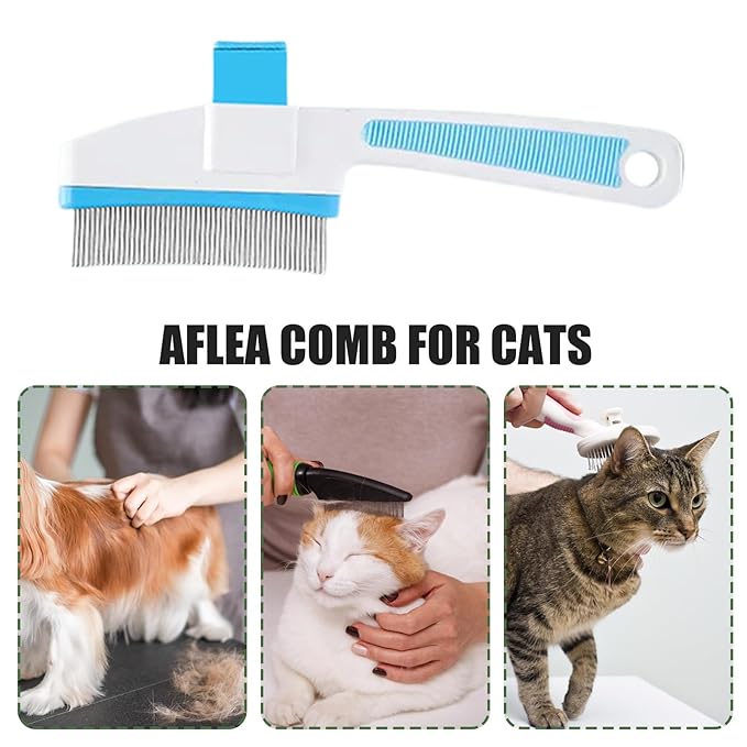 Cat Hair Brush for Dogs and Cats, Dog Grooming Supplies with Easy Release Button, Puppy Flea Cleaning Comb for Bathing Long and Short Hair Pets, Indoor Outdoor Removal, Soft Gentle Grooming Tool